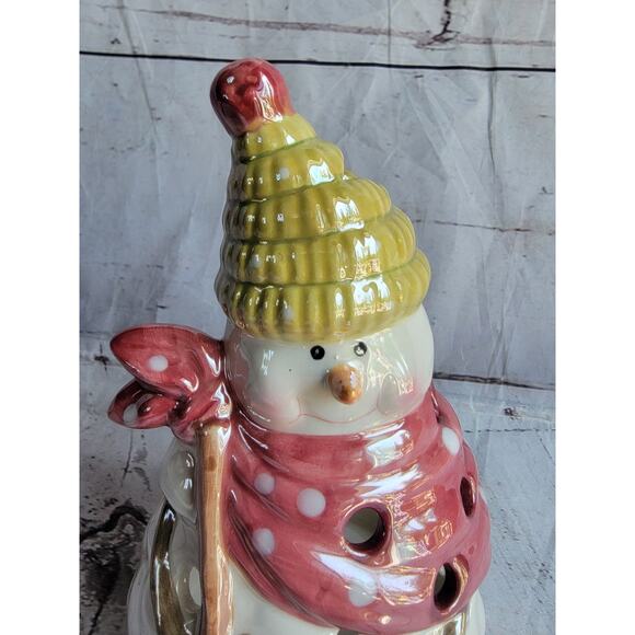 Yankee Candle Snowman Tea Light Candle Holder Christmas Winter Decor - Picture 2 of 7